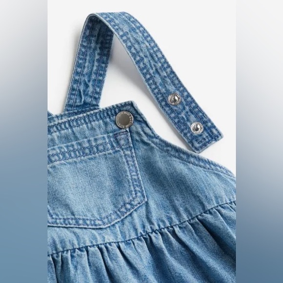 H&M Baby Girls Toddler 2 Piece Heart Top and Denim Blue Dress Set Outfit 18M - Picture 2 of 3